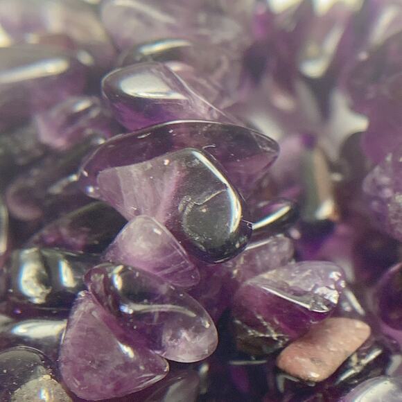 VTG Y2K Amethyst Chip Necklace 36" Natural Purple Gemstone Boho Strand Jewelry - Picture 6 of 16